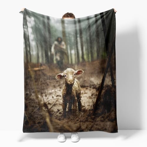 Jesus Christian Blanket Jesus and Lamb Throw Blankets Religious Throw Blanket Faith Catholic Inspirational Gifts for Women Men Warm Soft Plush Lightweight Fleece Flannel Blanket 40"X50" - color: A011 Jesus and Lamb Blankts, size: 40"W X50"L(102X127CM)