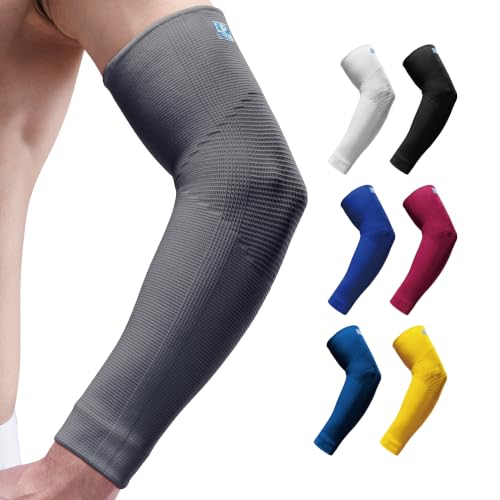 LP 668 Compression Arm Sleeve Elbow Pain Relief for Men & Women Elbow Brace for Tennis, Golf, Basketball, Pickleball (S-XL) - color: Gray, size: Large