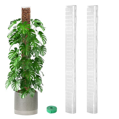 EOX 2 Pcs 36 Inch Plastic Moss Pole for Monstera, Large D Shaped Poles for Climbing Plants Work with Sphagnum Moss, 70 Inch Plant Stake Set of 2, Garden Ties - size: 2 PACK-36Inch
