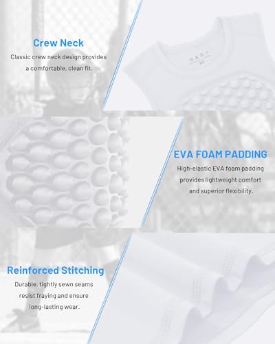 Blueleaf Youth Baseball Chest Protector Padded Compression Sleeveless Shirt Rib Heart Sternum Guard Softball Football - color: White, size: X-Large