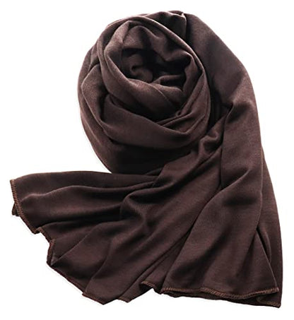 vabovin Head Wraps for Black Women Stretch Jersey Knit Turban Headwrap Solid Color Headscarf Headband Shawl - color: 02- Coffee