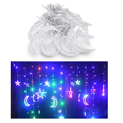 plplaaoo Star Lights String,8 Modes Moon String Lights,3.5m Decorative Starry String Curtain Lights Moons and Stars Led Night Light for Home Decoration Party (Color 3.5m USB Remote Control) - color: Color 3.5m USB remote control