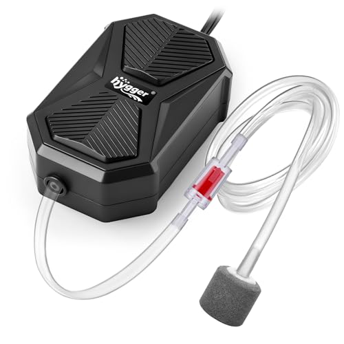 hygger Aquarium Air Pump, Ultra Quiet Oxygen Aerator with Air Stone Airline Tubing Check Valve, Aquarium Fish Tank Air Bubbler for 3 to 79 Gallon Tank and Bucket - size: Small