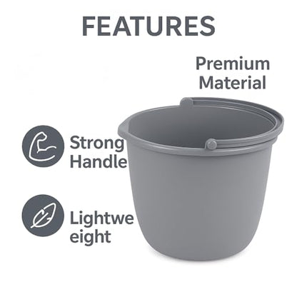 2 Pack 10 Quart Spout Pail – Classic Titanium Gray Plastic Bucket with Pour Spout and Handle for Cleaning, Mopping, Gardening, and Storage Use
