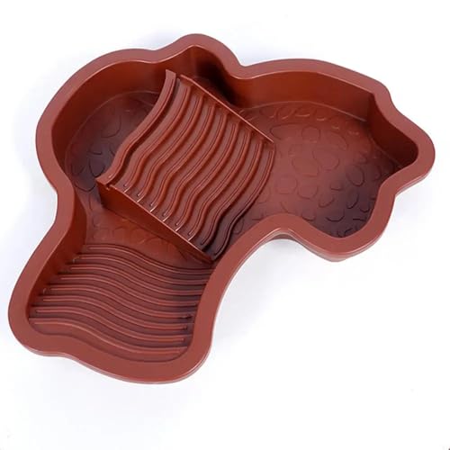 Extra Large Reptile Bathing Pool Reptile Feeding Dish Water Bowl with Ramp Aquarium Ornament for Gecko, Snake, Turtle, Bearded Dragon, Lizard Bath (Brown Red) - color: Brown Red