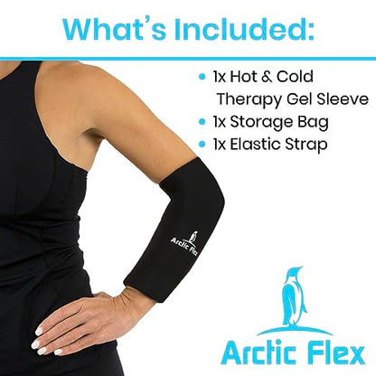 Arctic Flex Ice Sleeve for Knee, Elbow, Arm - Hot & Cold Freeze Pack Wrap | For Tennis Pain Relief, Tendonitis - Gel Compression Brace for Injuries - Therapy Compress - Reusable, 360 Coverage - size: X-Large