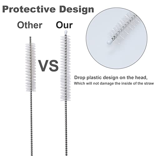 Straw Cleaner Brush (Only 2 pcs, 7.87inch X 5/16inch) | Extra Long Nylon Bristles and Stainless Steel Handle Cleaning Brushes for Washing Glass Silicone Metal Straws Tea Pot - color: Only 2 Pcs, 7.87inch X 5/16inch
