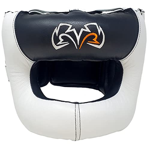 RIVAL Boxing RHGFS3 Face-Saver Sparring Headgear - Wide Eye Opening, Premium Leather, and Thermoplastic Inner Frame - color: White, size: Large-X-Large