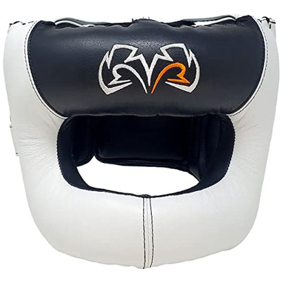 RIVAL Boxing RHGFS3 Face-Saver Sparring Headgear - Wide Eye Opening, Premium Leather, and Thermoplastic Inner Frame - color: White, size: Large-X-Large