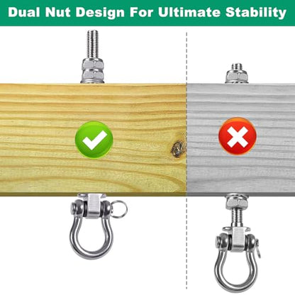 SELEWARE Heavy Duty Bearing Swing Hangers, 2 Pack Stainless Steel Swing Set Hooks for Wood and Steel Beam, for Hammock, Yoga Swing, Porch Swing, Heavy Bag, 5" x M2/5", 1500LB Capacity - color: 2 Pack Bearing Hangers (5" X M2/5" Threaded Rod)