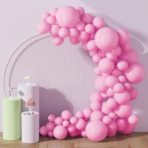 DECOCKRAT 130PCS Pink Balloons, Latex Balloons Different Sizes 18/12/10/5 Inch, Helium Balloons with Ribbon, Party Balloon Set for Birthday Wedding Graduation Anniversary Baby Shower Decorations. - color: 12 Pink