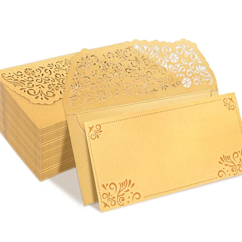 WorldBazaar 24PCS Gold Glitter Money Envelopes for Cash - size: 6.8 inches by 3.3 inches