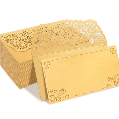 WorldBazaar 24PCS Gold Glitter Money Envelopes for Cash - size: 6.8 inches by 3.3 inches