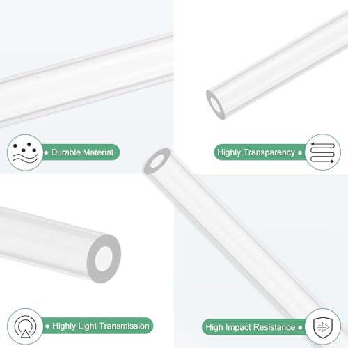 M METERXITY 2-Pack Clear Rigid Acrylic Pipe, 4mm[0.16"] ID x 8mm[0.31"] OD Plastic Round Tube for Water Cooling System/Lamps/Fountains/Aquariums/Display Stand, Acrylic Tubing [305mm/12IN] - size: 4mm ID x 8mm OD