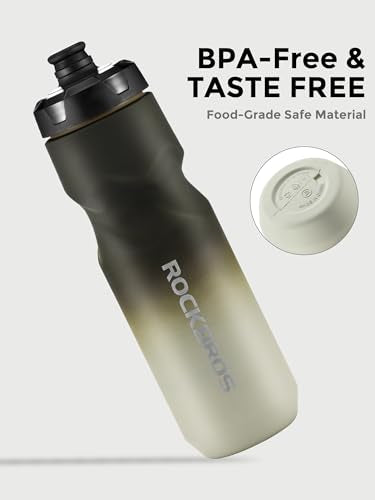 ROCKBROS Bike Water Bottle 20OZ,Gradient Soft Touch Design,BPA-Free Leak-Proof Squeeze Bottle with Wide Mouth for Easy Cleaning,for Cycling,Hiking,Gym,Sports,Little Ghost White - color: Little Ghost White
