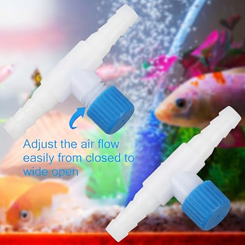 Honoson 30 Pieces Aquarium Air Control Valve T Shaped Air Pump Control Valves Single Way Plastic Flow Regulator for 4 mm Hose Line Tubing Connector(Blue and White) - color: Blue and White