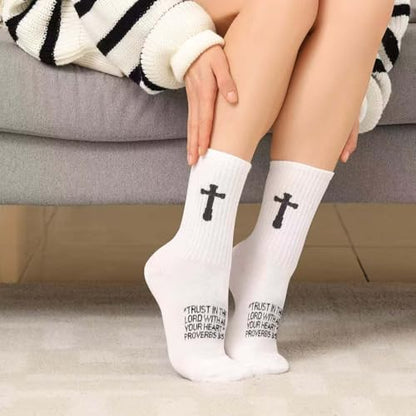 3 Pairs Christian socks Prayer socks Birthday Gifts for Dad,Men Husband Grandp Fathers Day Christmas - color: Proverbs 3:5 - White