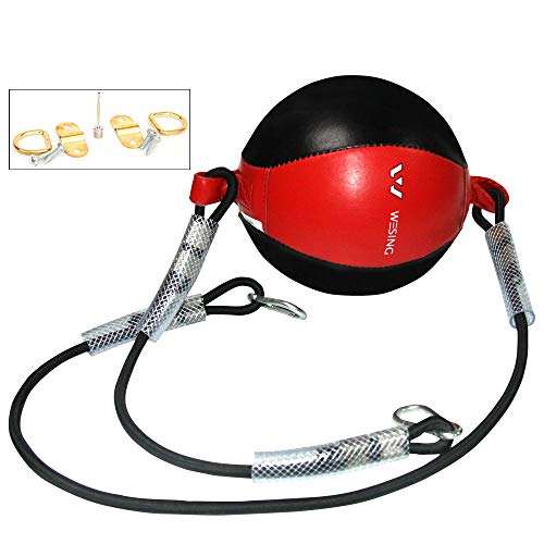 Wesing Double End Striking Bag Leather Boxing Speed Ball Bag - color: Red