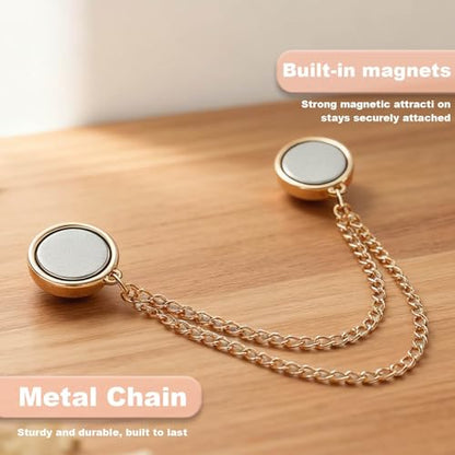 8 pcs Multi Functional Magnetic Clothes pegs, Round Magnetic Clothes pegs with Chains, Suitable for securing Shirts, T-Shirts, headscarves, Pants, and Skirts (4 Colors)