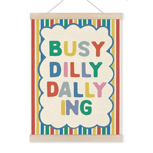 HUGANE Boho Kids Room Wall Art Poster Hanger Frame, Busy Dilly Dallying Colorful Canvas Pictures Prints Framed Hanging Wall Decor for Toddler Kids Bedroom Playroom Nursery, 12x16 Inch - color: Color-29