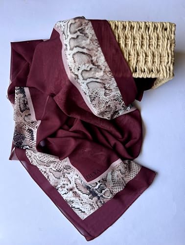 Hijab Modest and Elegant | Beautifully Designed Printed Chiffon Patterns | Muslim Women Head Scarf and Veil - color: Red D