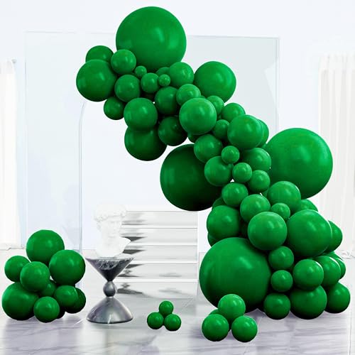 PartyWoo Dark Green Balloons 152pcs Emerald Hunter Forest Green Color - color: Green-y59
