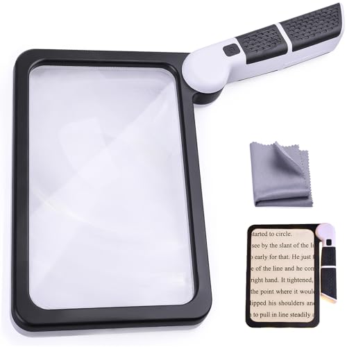 Magnifying Glass with Light, Page 5X Folding Handheld Rectangular Magnifier with 48 Lights for Reading Books & Close Work, Ideal Lighted Magnifying Gift for Low Visions - style: 5X