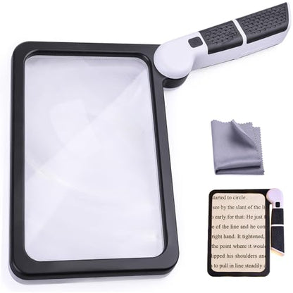 Magnifying Glass with Light, Page 5X Folding Handheld Rectangular Magnifier with 48 Lights for Reading Books & Close Work, Ideal Lighted Magnifying Gift for Low Visions - style: 5X