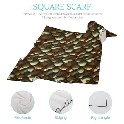 Women’s Square Scarf 27"x27", Lightweight Chiffon Satin Feel Fashion Scarf for Neck Hair Band Head Wrap Bag Accessory - color: Copper Scale Texture