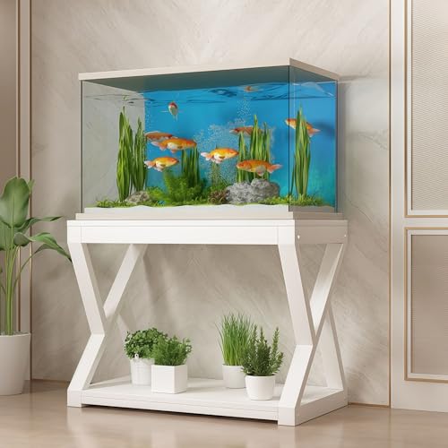 Two-tier Aquarium Stand,Minimalist Aquarium Table,Unique Design,High Load Capacity, Easy To Install, Ideal For Home Use(White,19.6x15.7in) - color: White, size: 19.6x15.7in