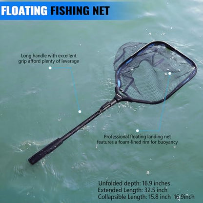 PLUSINNO Fishing Gear,Fsihing Backpack with Floating Fishing Net,Tackle Boxes,Waterproof Fishing Tackle Bag,Fishing Gifts for Men - color: Black Camo Backpack With Fishing Net