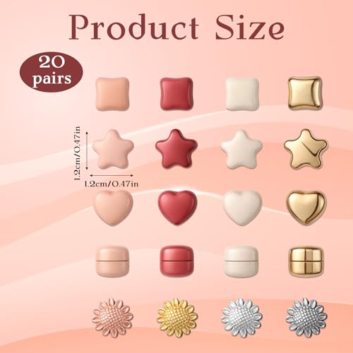 20 Pairs Hijab Magnets for Women, Strong Pinless Magnetic Pins Hijab Accessories, 5 Styles Multi-Functional Brooch Clasp for Scarves Shawl Dress