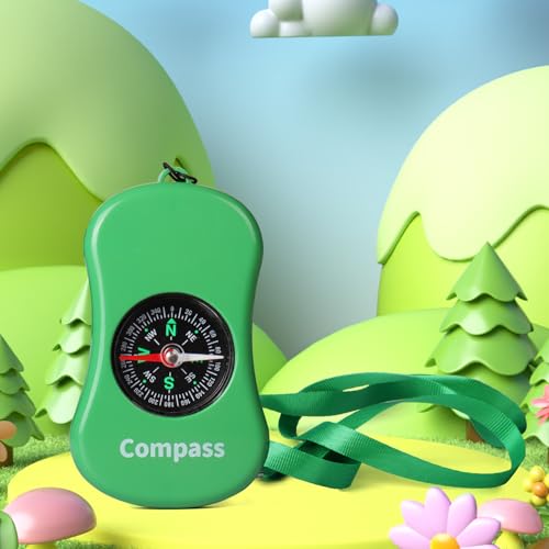Explorer Kit Compass| Essential Outdoor Adventure Gear (Compass & Whistle Included) | Develops Sense of Direction. - color: Green-com2pcs
