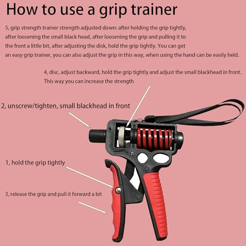 Adjustable Grip Strengthener 11-360 LBS, Forearm Strengthener Trainer with Wrist Guards, Lubricant & Storage Cord, Heavy-Duty Hand Grip Exerciser for Gym, Home Workout, Muscle Training & Injury Recovery