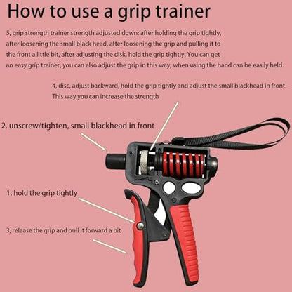 Adjustable Grip Strengthener 11-360 LBS, Forearm Strengthener Trainer with Wrist Guards, Lubricant & Storage Cord, Heavy-Duty Hand Grip Exerciser for Gym, Home Workout, Muscle Training & Injury Recovery