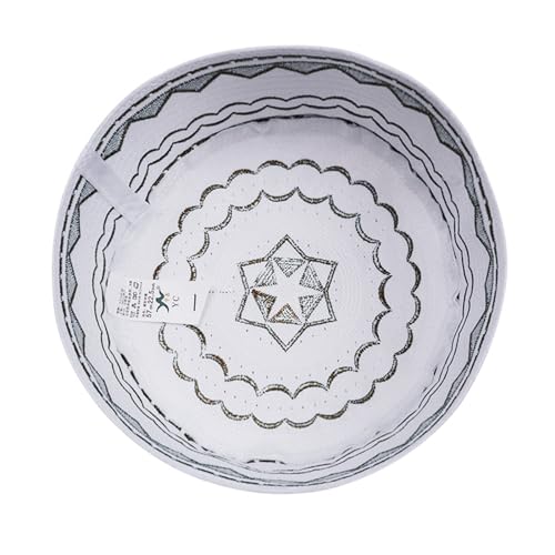 RUIXIA Men Boys Muslim Prayer Kufi Hat Skull Cap Embroidery Islam Kufi Headware takke Praying Beanie Hat Kofia Topi Hat - color: Yellow-teens/Aults