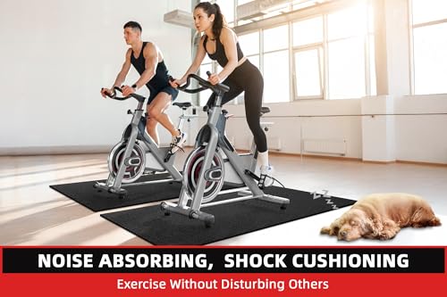 GymCope Treadmill Mat for Hardwood Floor Carpet 7'x3'/6'x3'/6'x2.5'/4'x2' | 6mm Thick Exercise Equipment Gym Mat, Compatible with Peloton Bike, Indoor Spin Bike, Elliptical - color: 72"x36"x6mm High-density-black