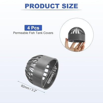 PATIKIL 3.5 Inch (90mm) Fish Cover Permeable Cap, 4 Pcs PVC Breathable Cap Aquarium Guard Fish Tank Intake Cover, Gray - color: Gray, size: 3.5Inch(90mm)