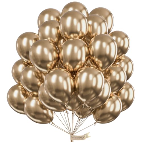 PartyWoo Metallic Gold Balloons 101pcs Chrome Gold Color 12 Inch - color: Gold-g127