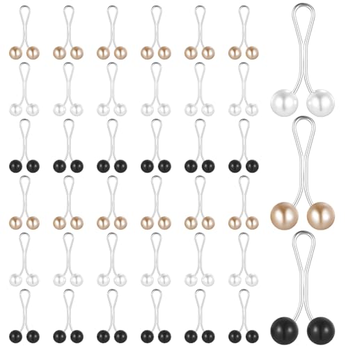 Multicolor Headscarf Pearl Pins Clips,36PCS U Shape Shawl, Muslim Pearl Scarf Clips & Hooks, Rhinestone Brooch Pins, Headscarf Accessories for Women (White, Gold, Black)