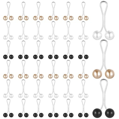 Multicolor Headscarf Pearl Pins Clips,36PCS U Shape Shawl, Muslim Pearl Scarf Clips & Hooks, Rhinestone Brooch Pins, Headscarf Accessories for Women (White, Gold, Black)
