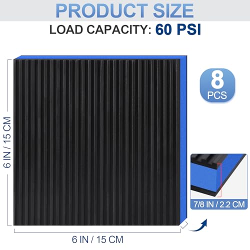 ToLanbbt 8 Pack Anti Vibration Pads for Washing Machine 6"x6", 7/8"T EVA Mechanical Damping Vibrating Sound Isolation Pad Rubber Isolator Mat for Compressor, Air Conditioner, Washer, Dryer, Treadmill - size: 6'' X 6'' X 7/8"