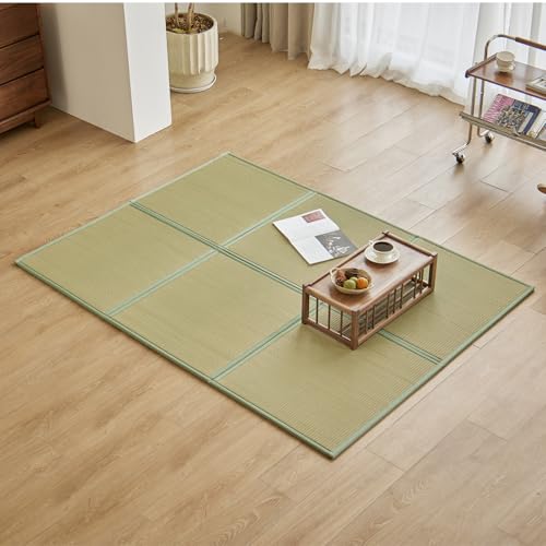 Natural Rush Grass Floor Tatami Mat,Queen, 79" x 59" x 0.5" | Japanese Portable Folding Firm Traditional Bed Mattress, Foldable Pad Futon,for Sleeping,Sitting,Yoga,Relaxing,Zen - size: Queen (79" x 59")