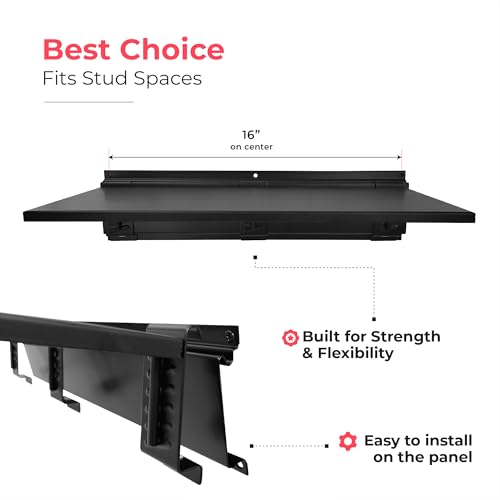TIDYME Garage Tool Organizer Wall Mount 64", 2 Shelves & 4 Single Hooks | 2x16.5 in floating shelves hold 120 lbs each, 8.5 in hooks 50 lbs each, anti-rust carbon steel, garage organization - size: 64" Carbon Steel with 2 Shelves & Single Hooks