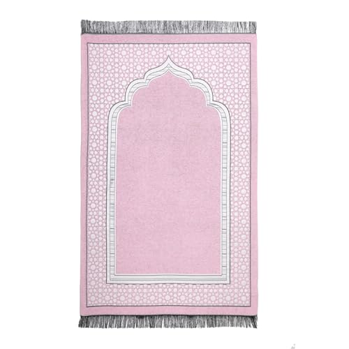 Islamic Prayer Rug Elegant Masjid Pattern Thin Mat Muslim Portable Blanket Ramadan Eid Gift Rug Turkish Prayer Carpet - Pink 1pc - color: 1pc Pinkc