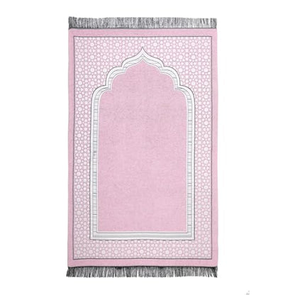 Islamic Prayer Rug Elegant Masjid Pattern Thin Mat Muslim Portable Blanket Ramadan Eid Gift Rug Turkish Prayer Carpet - Pink 1pc - color: 1pc Pinkc