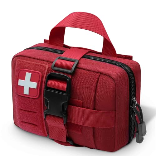 Upgrade Molle Rip Away Ifak Pouch, Tactical Small Belt First Aid Pouch Medical Utility EMT Pouch Only - color: Upgrade - Red