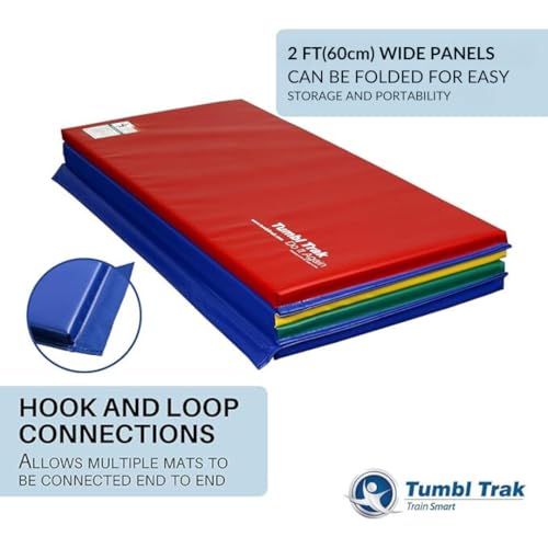 Tumbl Trak Gymnastics Folding Tumbling Panel Mat - color: Primary Rainbow, size: 4'x8'x2"