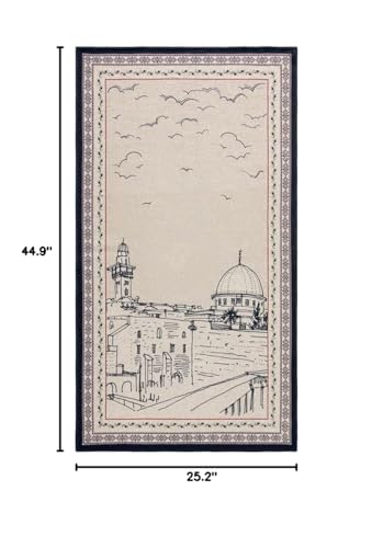Portable Sejadah Prayer Mat – Velvet, Linen, and Chenille with Compact Storage (Al-Quds)