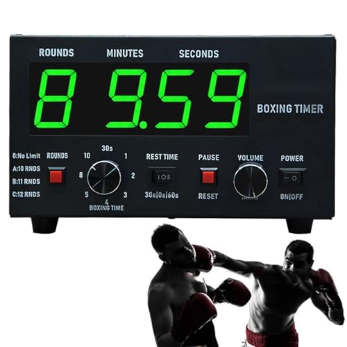 Interval Timer with LED Display - Adjustable Sound, Customizable Training Time & Repetitions for Boxing, MMA, and Kickboxing Workouts Green - color: Green
